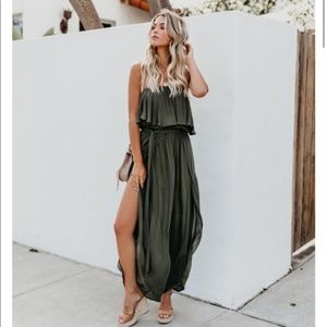 Vici Walk of Style Strapless Jumpsuit - Olive